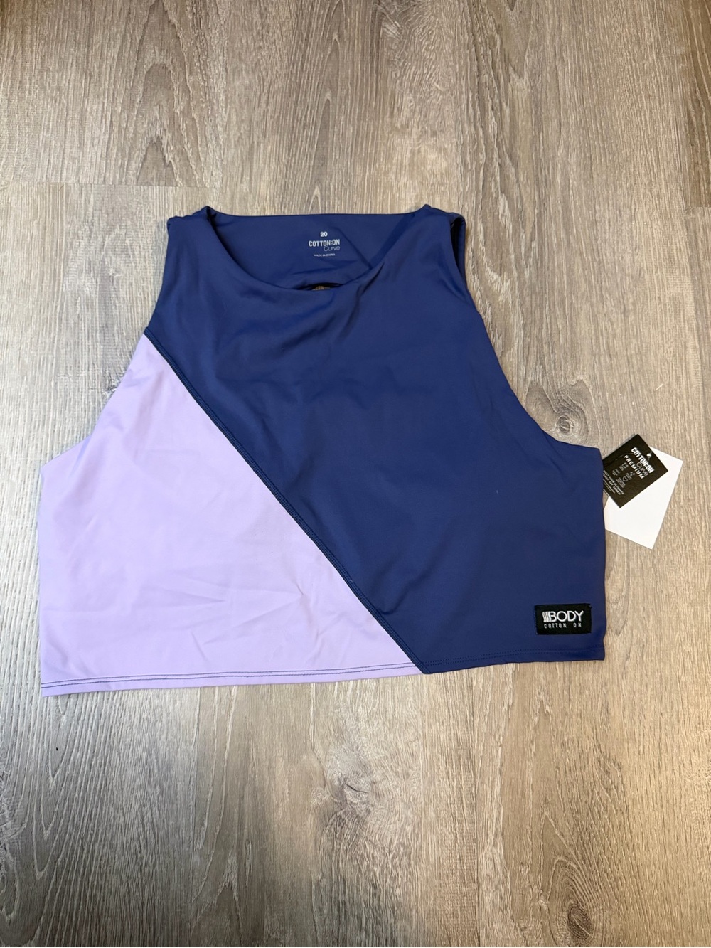 Body Cotton On Active Colorblock Cropped Tank Top - Navy & Lavender